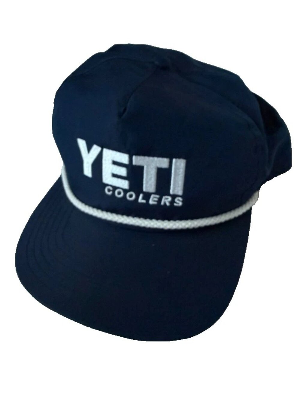 Yeti Coolers Hat Cap Adult Navy Blue White Rope Logo Baseball Embroidered